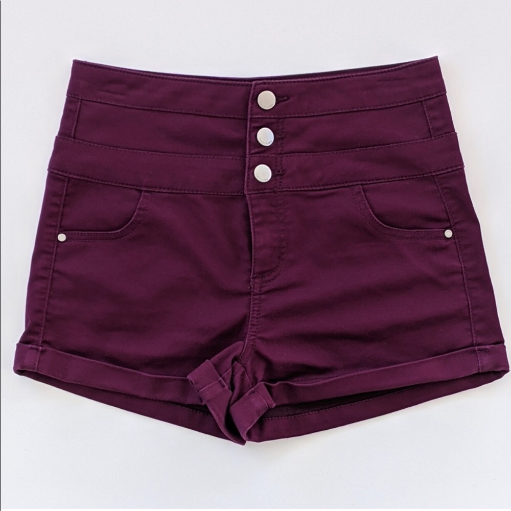 Tinseltown Plum High-Waist Cuffed Shorts - 11